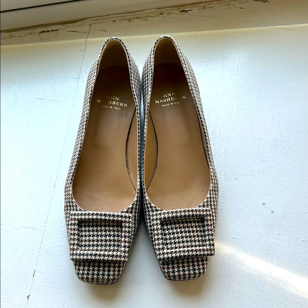 Ann Mashburn Houndstooth Buckle Pumps